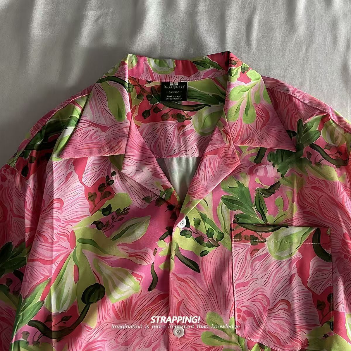Pink Graffiti Floral Cuban Col - Vintage Hawaiian Floral Shirt 评论和价格