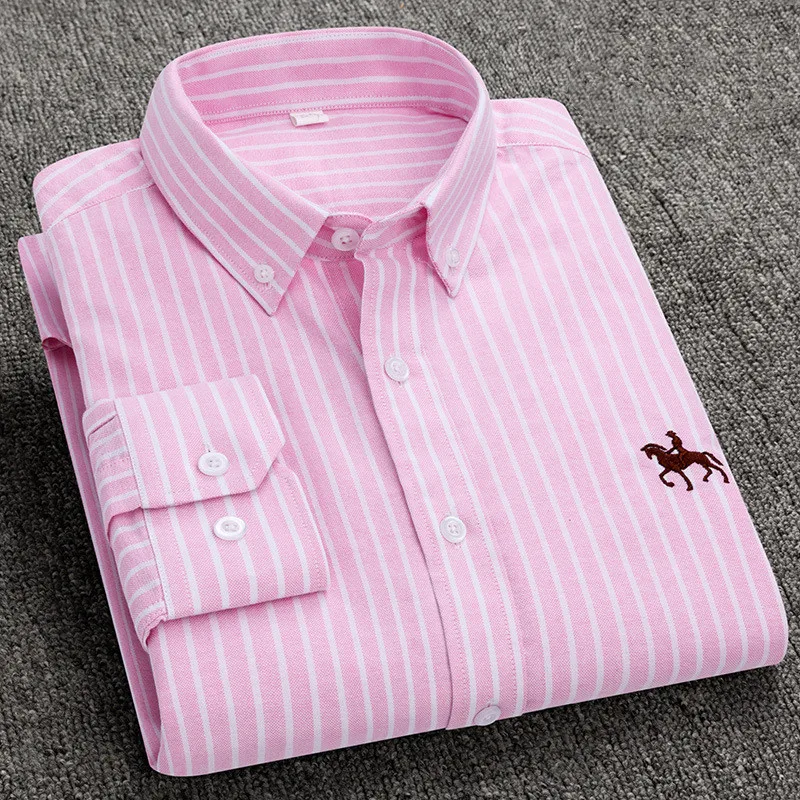 2024 Men's Long Sleeve Dress S - Oxford Cotton Casual Shirt Business 评论和价格