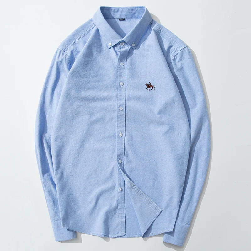 2024 Men's Long Sleeve Dress S - Oxford Cotton Casual Shirt Business 评论和价格