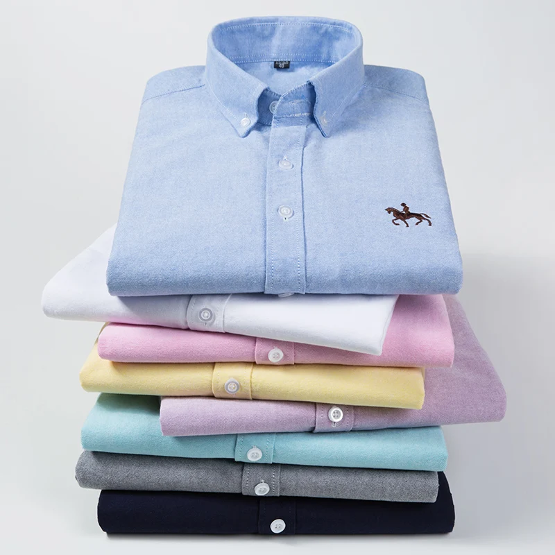 2024 Men's Long Sleeve Dress S - Oxford Cotton Casual Shirt Business 评论和价格