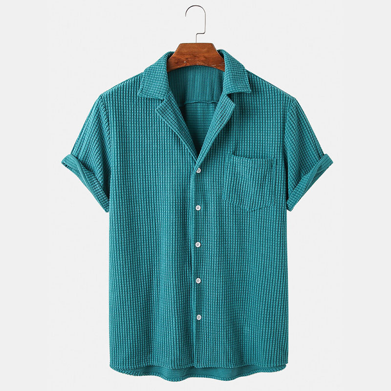 Summer Clothing Men's Luxury C - Corduroy Button Up Shirt Men 评论和价格
