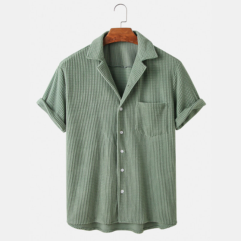 Summer Clothing Men's Luxury C - Corduroy Button Up Shirt Men 评论和价格