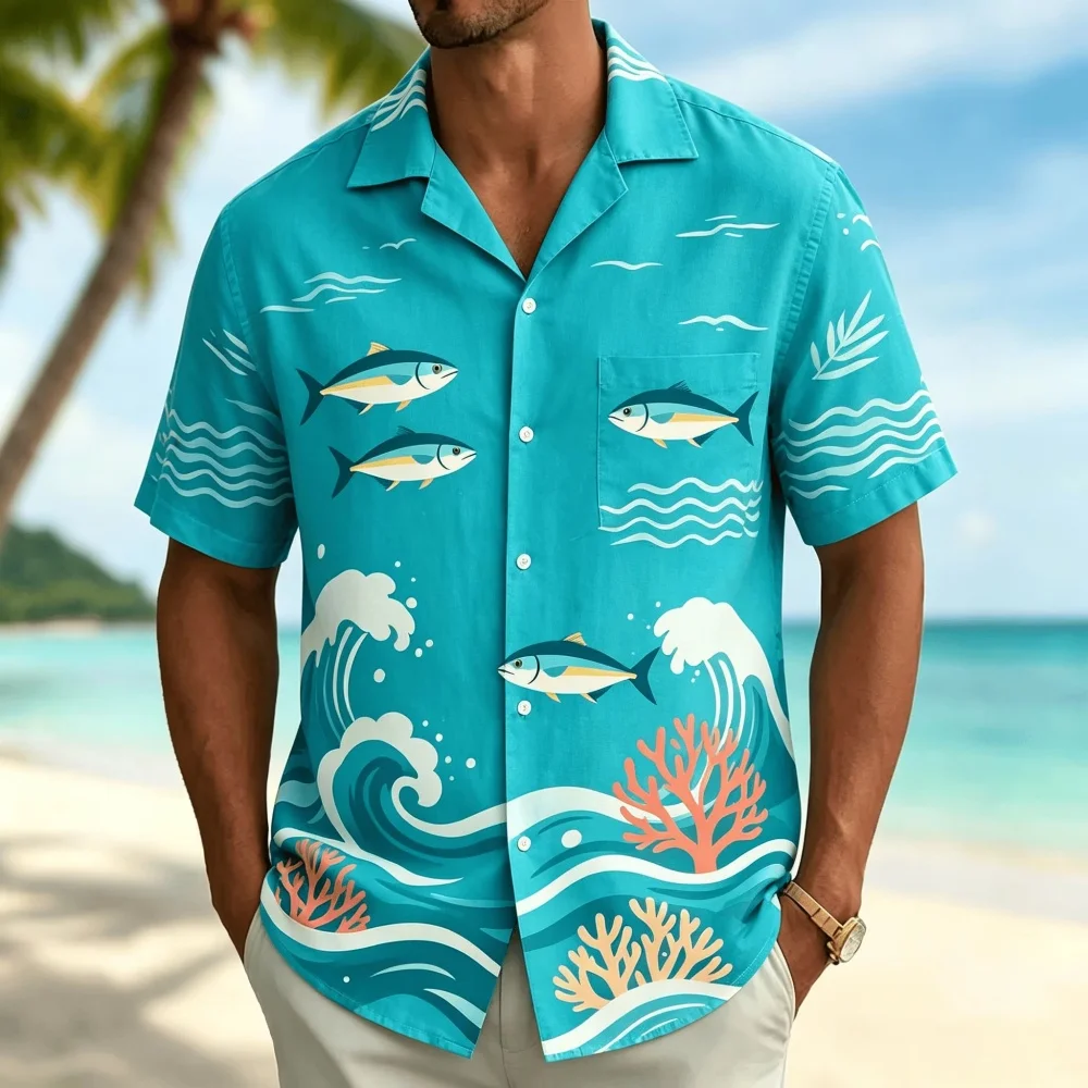 Men's Tropical Flamingo Print  - Vintage Hawaiian Floral Shirt 评论和价格
