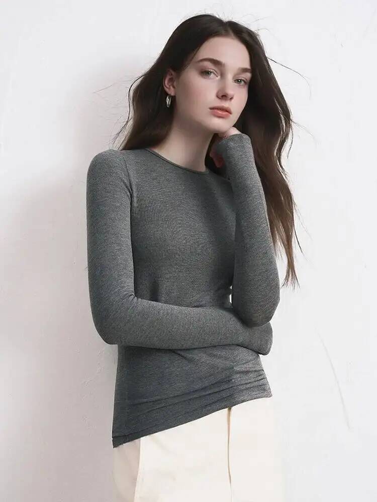 Women Cashmere Blend Long Slee - Shirts 评论和价格