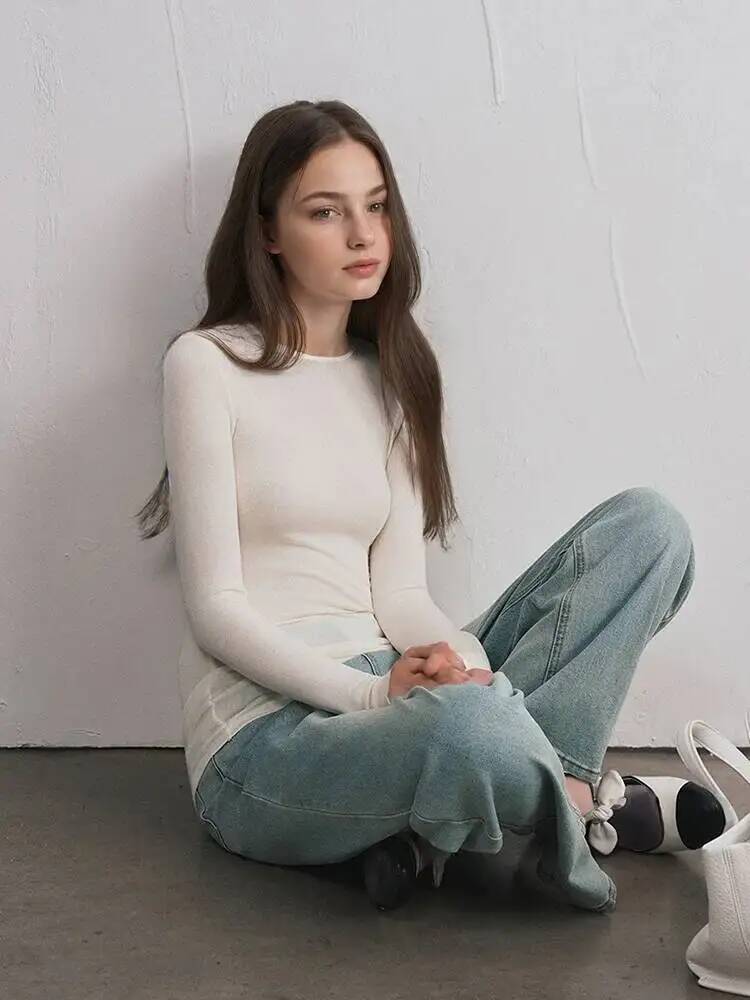 Women Cashmere Blend Long Slee - Shirts 评论和价格