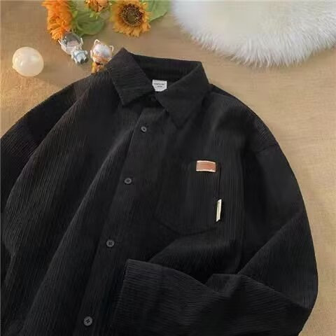 Men's Corduroy Shirt Solid Col - Corduroy Button Up Shirt Men 评论和价格